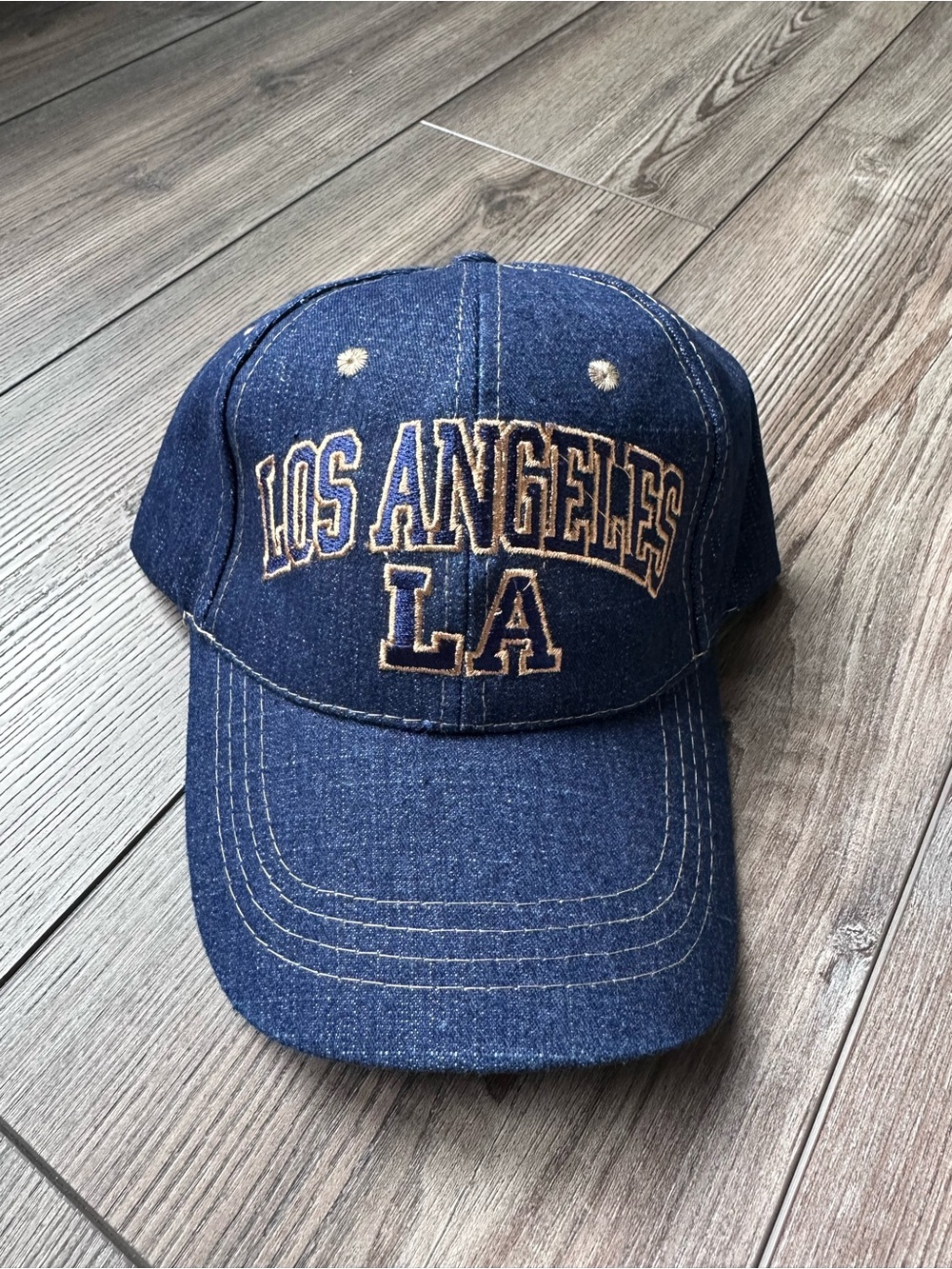Denim 'Los Angeles LA' Embroidered Baseball Cap